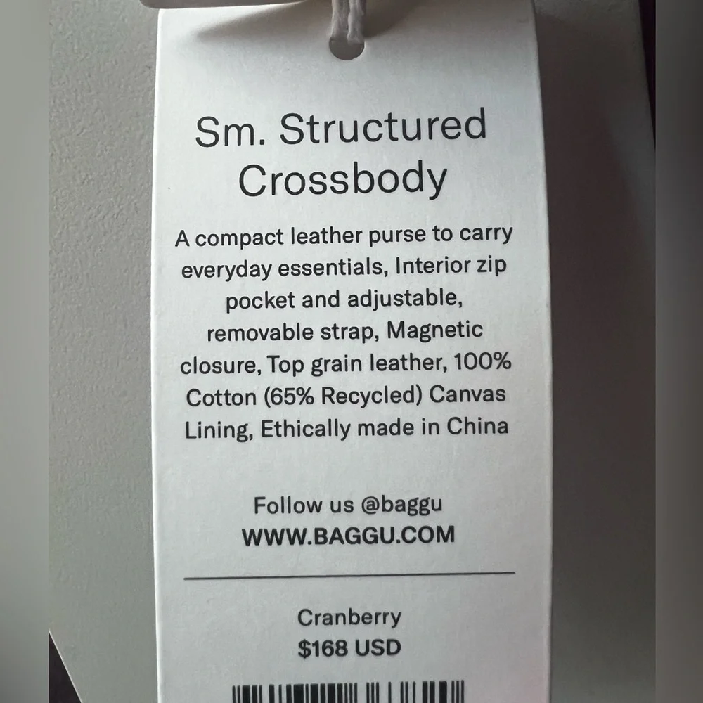 BAGGU Small Structured Leather Bag - Cranberry - Picture 6 of 10